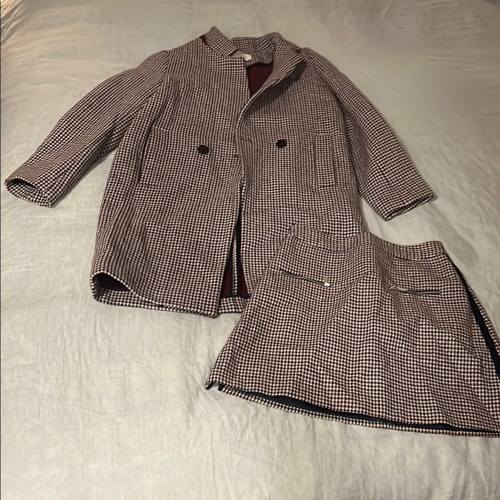 Zara matching houndstooth coat and skirt set